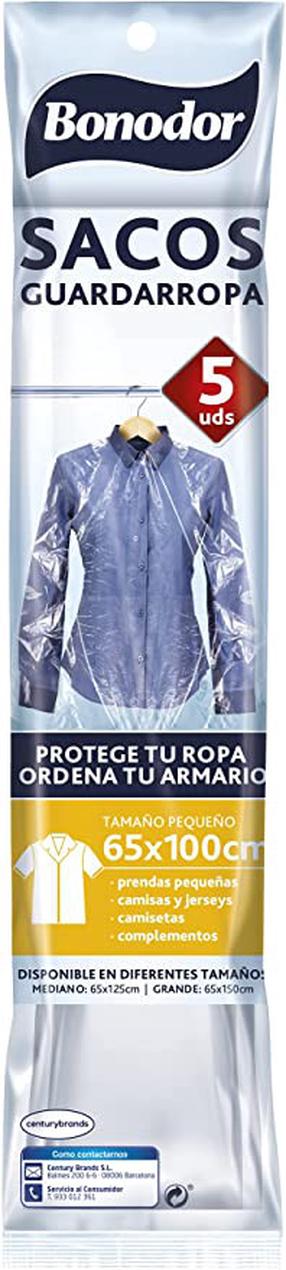 Drabužių maišų komplektas Bonodor, 100 cm x 65 cm, skaidri, 5 vnt.