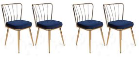 Kėdžių rinkinys Kalune Design 924 V4 974NMB1620, blizgi, aukso/tamsiai mėlyna, 42 cm x 43 cm x 82 cm, 4 vnt.