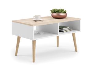 Kavos staliukas ADRK Sana, balta/sonoma ąžuolo, 90 cm x 50 cm x 55 cm