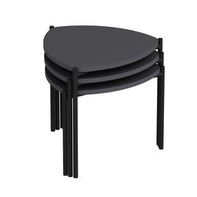 Kavos staliukų komplektas Kalune Design Lenny, antracito, 45 cm x 45 cm x 35 - 45 cm, 3 vnt.