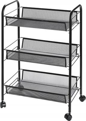 Lentyna su ratukais Leobert Mobile Kitchen Shelf On Wheels, juoda, 45 cm x 27.5 cm x 63.5 cm