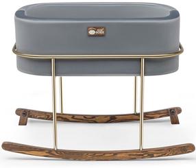 Lopšys kūdikiams viengulė Kalune Design Hier Cradle, aukso/medžio/pilka, be patalynės dėžės, su čiužiniu