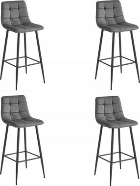 Kėdžių rinkinys Leobert Arceto, juoda/pilka, 43.5 cm x 32.5 cm x 104 cm, 4 vnt.