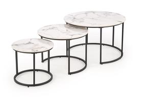 Kavos staliukų komplektas Gilda, marmuro, 80 cm x 80 cm x 50 cm, 3 vnt.