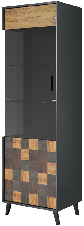 Vitrina Cama Meble Soul 1D, antracito/šviesiai ruda, 60 cm x 45 cm x 192 cm