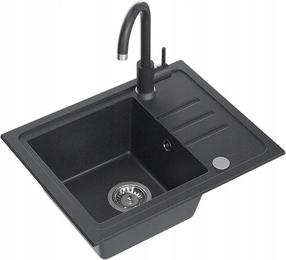 Plautuvė su virtuviniu maišytuvu Ben 116, granitas, 55 cm x 44 cm x 17.5 cm, black dotted