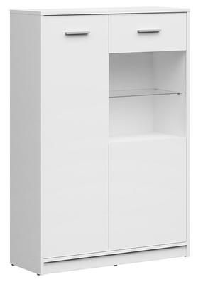 Vitrina Nepo Plus S435-REG1D1W/90-BI, balta, 90 cm x 34 cm x 131.5 cm