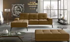 Kampinė sofa Torrense Monolith 48, aukso, dešininė, 175 x 265 cm x 98 cm