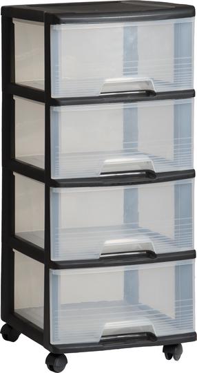 Daiktadėžių spintelė Curver, skaidri/juoda, 37 x 39 x 80.5 cm