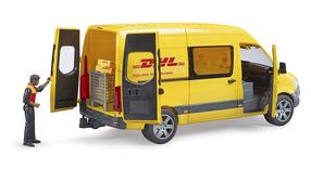  Žaislinis autobusas Bruder MB Sprinter DHL With Driver 02671, 1:16, geltona