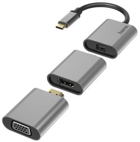 Adapteris Hama USB-C - Mini DisplayPort + HDMI + VGA USB-C male, Mini DisplayPort female, pilka
