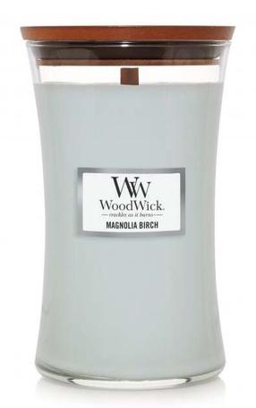 Žvakė, aromatinė WoodWick Magnolia Birch, 60 - 120 h, 610 g, Žydra