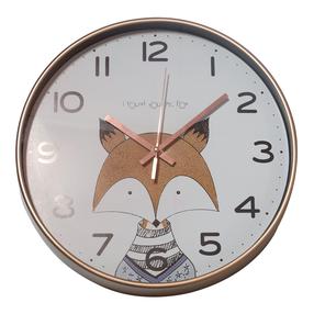 Sieninis kvarcinis laikrodis Besk Fox, balta/oranžinė, 30 cm x 30 cm, 30 cm
