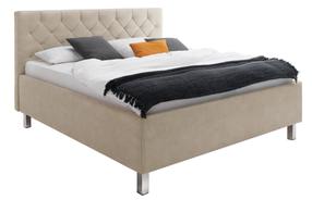 Lova dvigulė San Remo, 160 x 200 cm, chromo/smėlio, be čiužinio, su grotelėmis