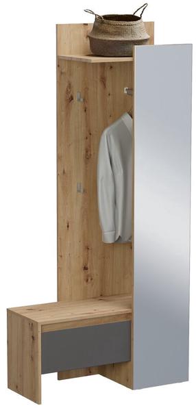 Prieškambario lentyna MC Akcent Torino, ąžuolo/pilka, 39 cm x 90 cm x 189 cm