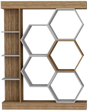 Pastatoma lentyna Kalune Design Sueno 322RTC1112, balta/riešuto, 29.6 cm x 140 cm x 177.4 cm