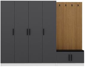 Prieškambario spinta Kalune Design Noah 8297, antracito, 35 cm x 270 cm x 210 cm