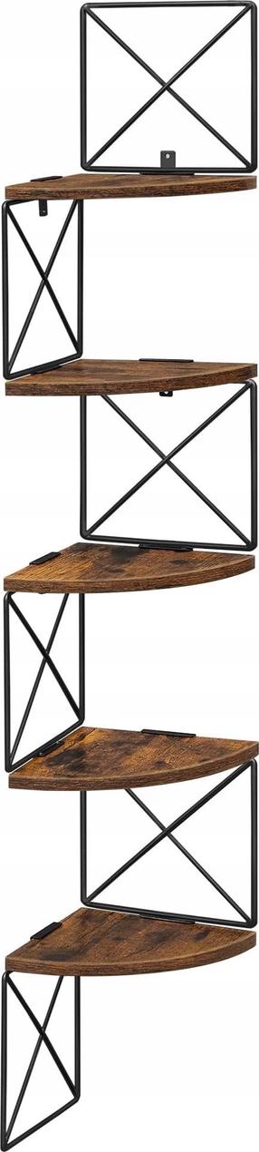 Sieninė lentyna Vasagle, juoda/ruda, 20 cm x 20 cm x 127.5 cm