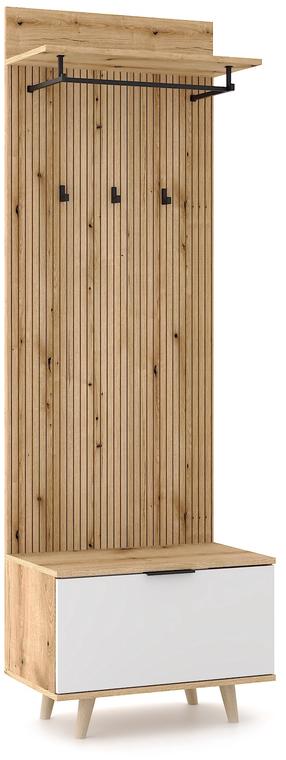 Prieškambario spinta Nordic, ruda/balta, 40 cm x 65 cm x 204 cm