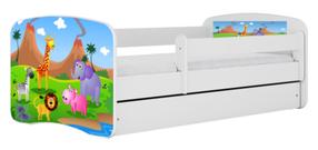 Vaikiška lova viengulė Kocot Kids Babydreams Safari, balta, 80 x 180 cm, be patalynės dėžės, su čiužiniu