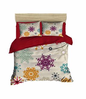 Kalėdinis patalynės užvalkalų komplektas Mijolnir 460 178PRL1411, mėlynas/baltas/raudonas, 200 x 220 cm
