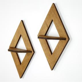 Sieninė lentyna Kalune Design RAF260, riešuto, 38 cm x 23 cm x 10 cm, 2 vnt.