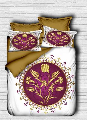 Patalynės užvalkalų komplektas Mijolnir 178PRL2038, rudas/baltas/violetinis, 200 x 220 cm