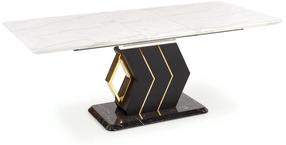 Stalas išskleidžiamas Vincenzo, aukso/baltas/juodas, 160 - 200 cm x 90 cm x 77 cm
