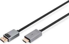 Kabelis Digitus DisplayPort - HDMI Displayport, HDMI, 3 m, pilka