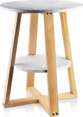 Kavos staliukas Mondex Lammy, rudas/sidabro, 40 cm x 40 cm x 50 cm