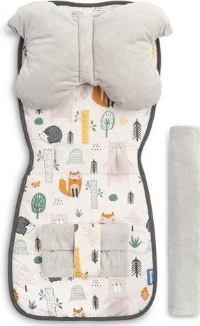 Įdėklas į vežimėlį Sensillo Deluxe Forest World, balta/geltona/pilka