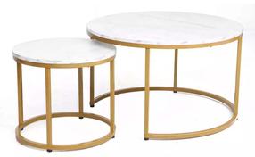 Kavos staliukų komplektas Dion, marmuro, 80 cm x 80 cm x 48 cm, 2 vnt.