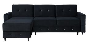 Kampinė sofa - lova Bodzio Diamentino TDIN-P12, juoda, 240 x 174 cm x 83 cm