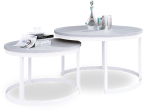 Kavos staliukų komplektas ADRK Okin, baltas/pilkas, 75 cm x 75 cm x 43 cm