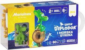 Konstruktorius Marioinex Mini Waffle Diplodocus And Sea Mermaid 906200, 60 vnt., įvairių spalvų
