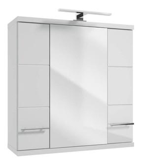 Pakabinama vonios spintelė su veidrodžiu Deftrans Bari, balta, 25 cm x 70 cm x 72 cm