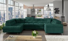 Kampinė sofa Letto Kronos 19, tamsiai žalia sp., kairinė, 202 x 340 cm x 90 cm