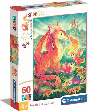 Dėlionė Clementoni SuperColor A Dragon Family 26600, 33.5 cm x 23.5 cm, 60 vnt., įvairių spalvų