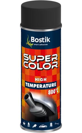 Aerozoliniai dažai Bostik Super Color High Temperature, karščiui atsparūs, pilka sp., 0.4 l