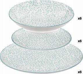Lėkščių rinkinys pietų/sriubos/desertinė Secret de Gourmet Jasmin, Ø 27 cm, balta sp./žalia sp.