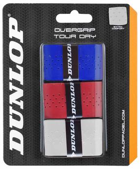 Обмотка для ракетки для падела Dunlop TOUR DRY overgrip, синий/белый/красный цвет, 3 шт.