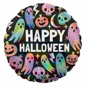 Folijas balons apaļš Amscan Happy Halloween 43 cm, daudzkrāsaina