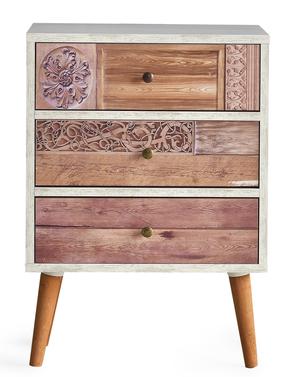 Komoda Kalune Design Liza 854KLN3405, balta sp./riešuto sp., 68 cm x 50 cm x 35 cm