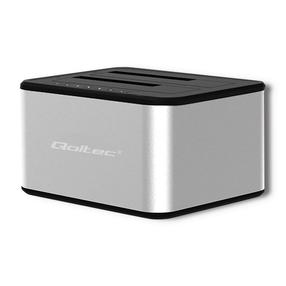 Dokstacija Qoltec 2x HDD / SSD Docking Station, sudraba krās.