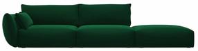 Sofa, dešinės pusės Cosmopolitan Design Matera Velvet Salvador 7, žalio stiklo sp., 110 x 264 cm x 85 cm