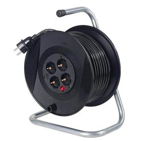 Ilgintuvas su rite AS-Schwabe H05VV-F, 3G1.5, 25 m, IP20, 4 lizdų, juoda sp.