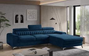 Kampinė sofa Grayson Lukso 40, tamsiai mėlyna sp., dešininė, 205 x 275 cm x 98 cm