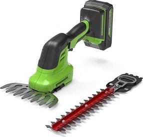 Akumulatora dzīvžoga šķēres Greenworks 2in1 Garden Shears G24SHTK2, 24 V