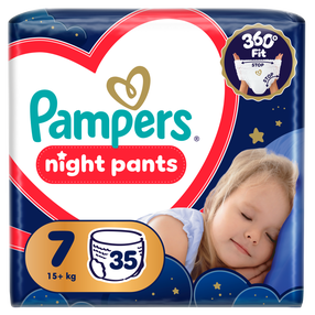 Üleöö mähkmed Pampers Night, 7 suurus, 15 kg, 35 tk