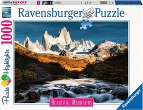 Puzle Ravensburger Beautiful Mountains Mount Fitz Roy Patagonia, 50 cm x 70 cm, 1000 gab., daudzkrāsaina
